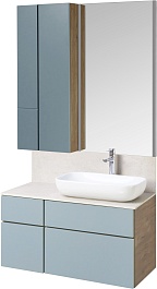 Акватон Мебель для ванной Мишель 100 с гранитной столешницей дуб рустикальный/фьорд с раковиной Infinity – фотография-1